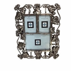 Jennifer Moore Pewter Tone Victorian Style Leaves Photo Picture Frame w/Glass